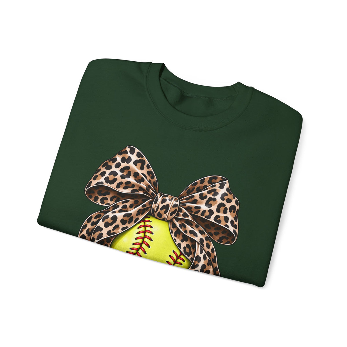 Softball Crewneck Sweatshirt with Leopard Bow Graphic