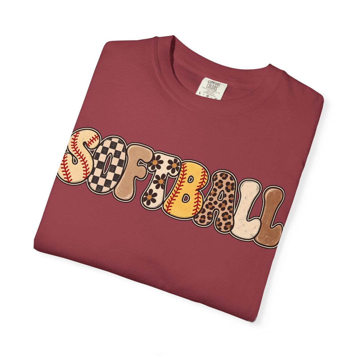 Softball Retro Graphic T-Shirt — Vintage Patterned Lettering