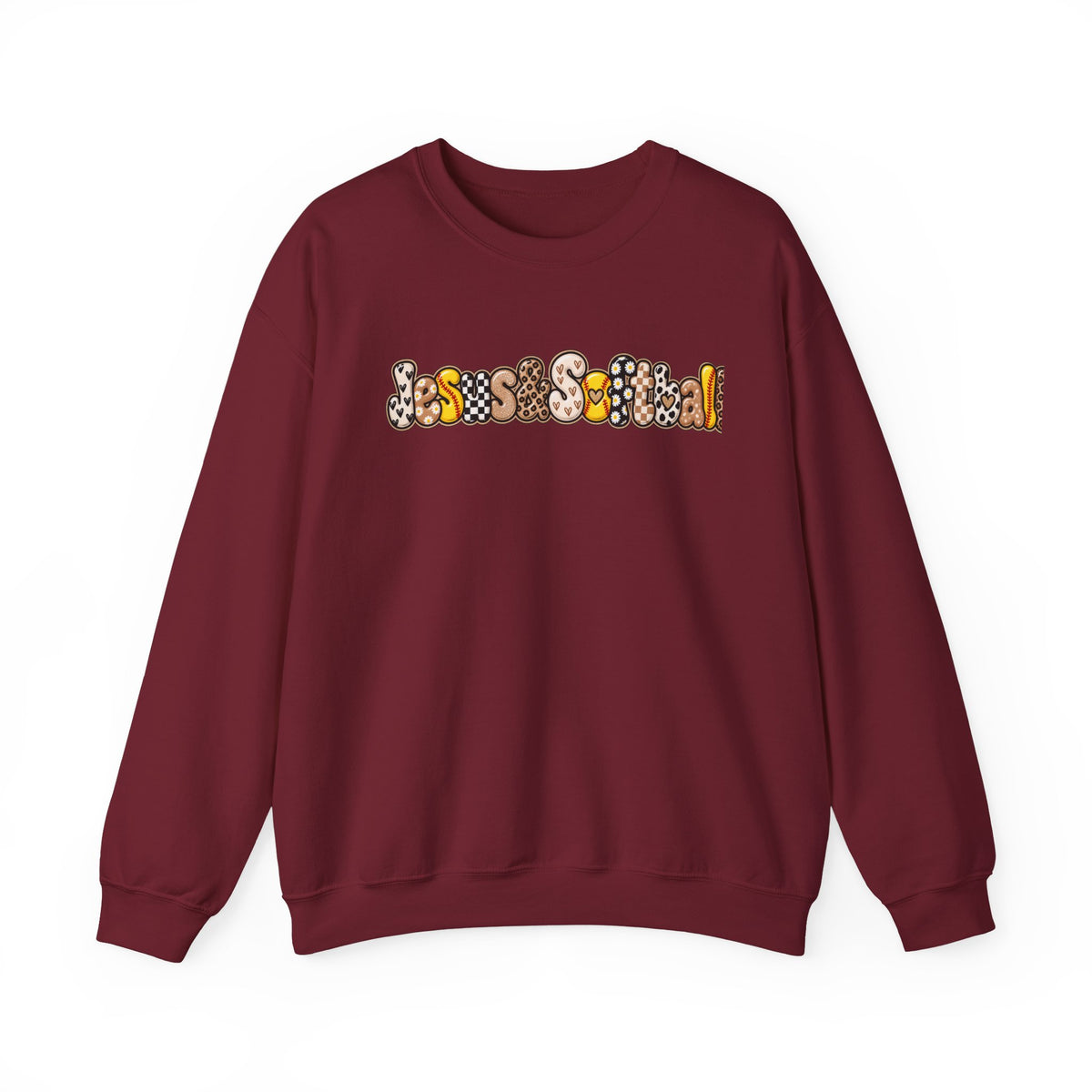 Jesus and Softball Cutsey Design Crewneck Sweatshirt