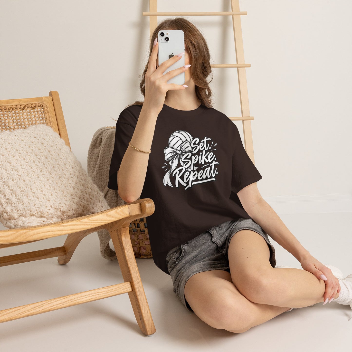 Volleyball Tee – “Set, Spike, Repeat” Graphic T-Shirt