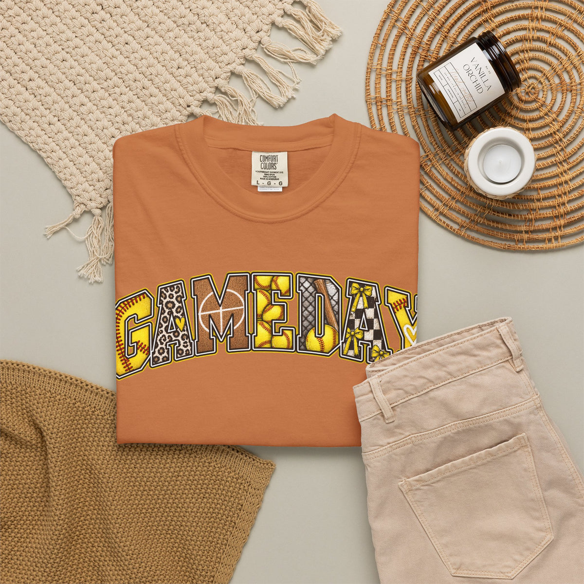 Softball Gameday Retro Patchwork T-Shirt