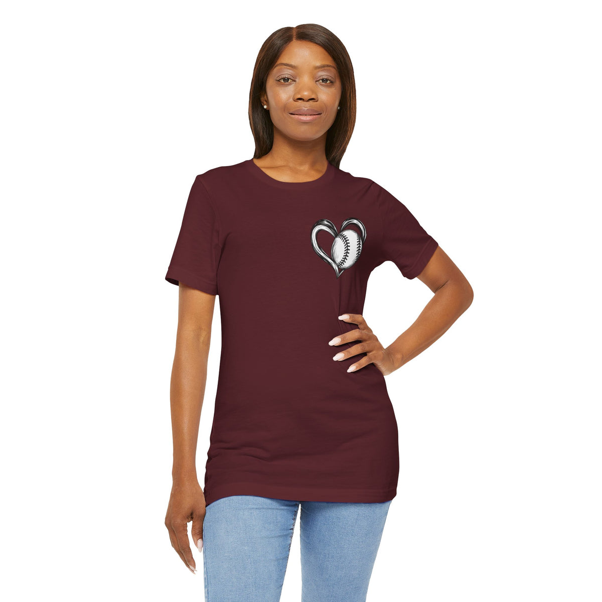 I Love Me Some Baseball T‑Shirt — Heart Baseball Graphic Tee