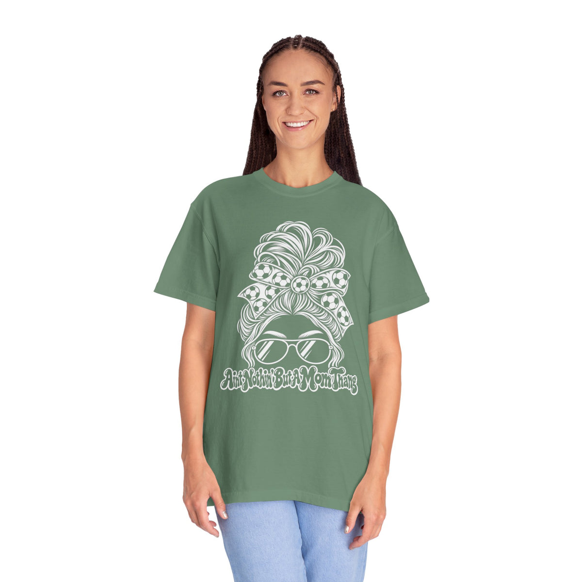 Messy Bun Mom Life T-Shirt — 'Ain't Nothin' But A Mom Thing' Soccer Graphic Tee