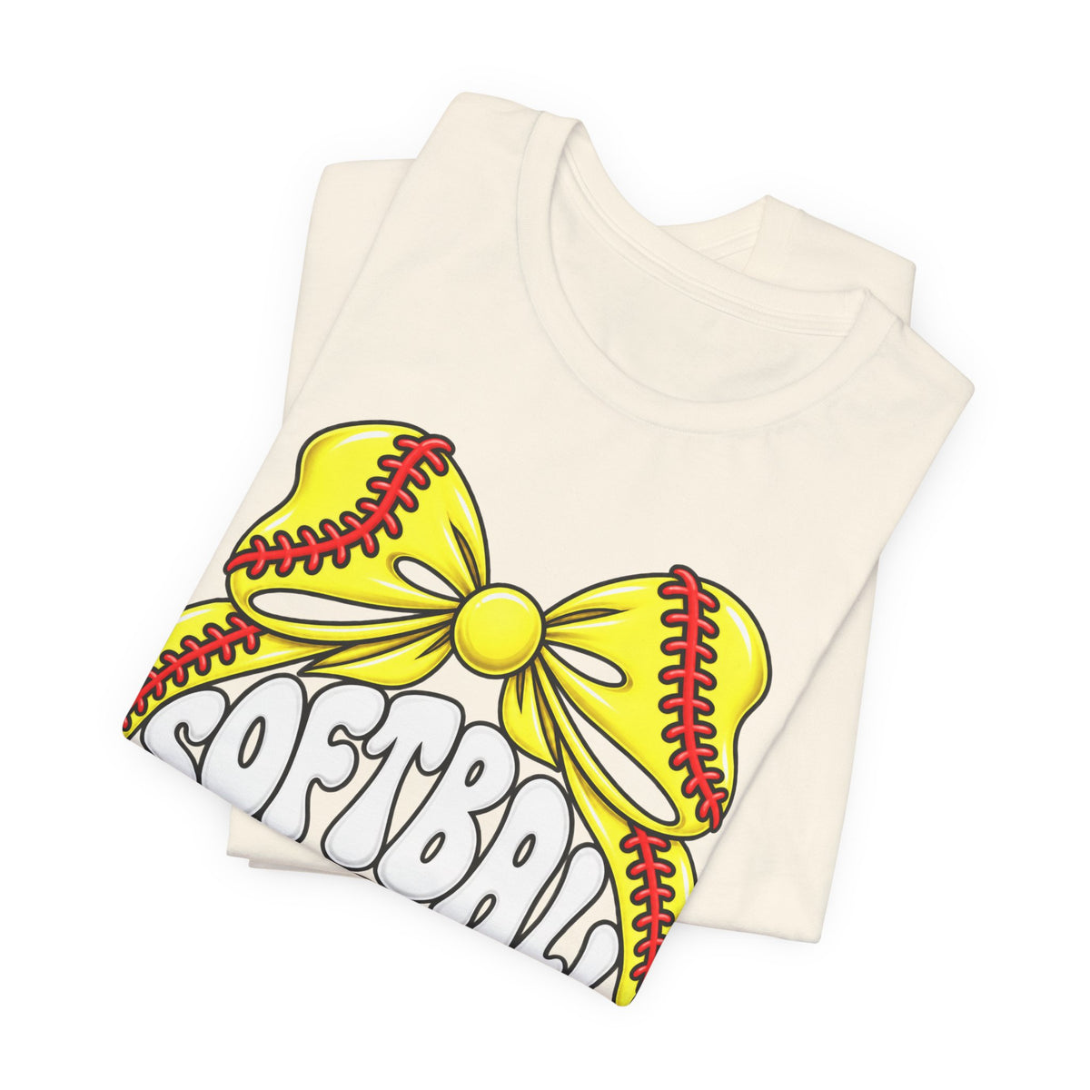 Softball Mom T-Shirt — Yellow Softball Bow Graphic Tee