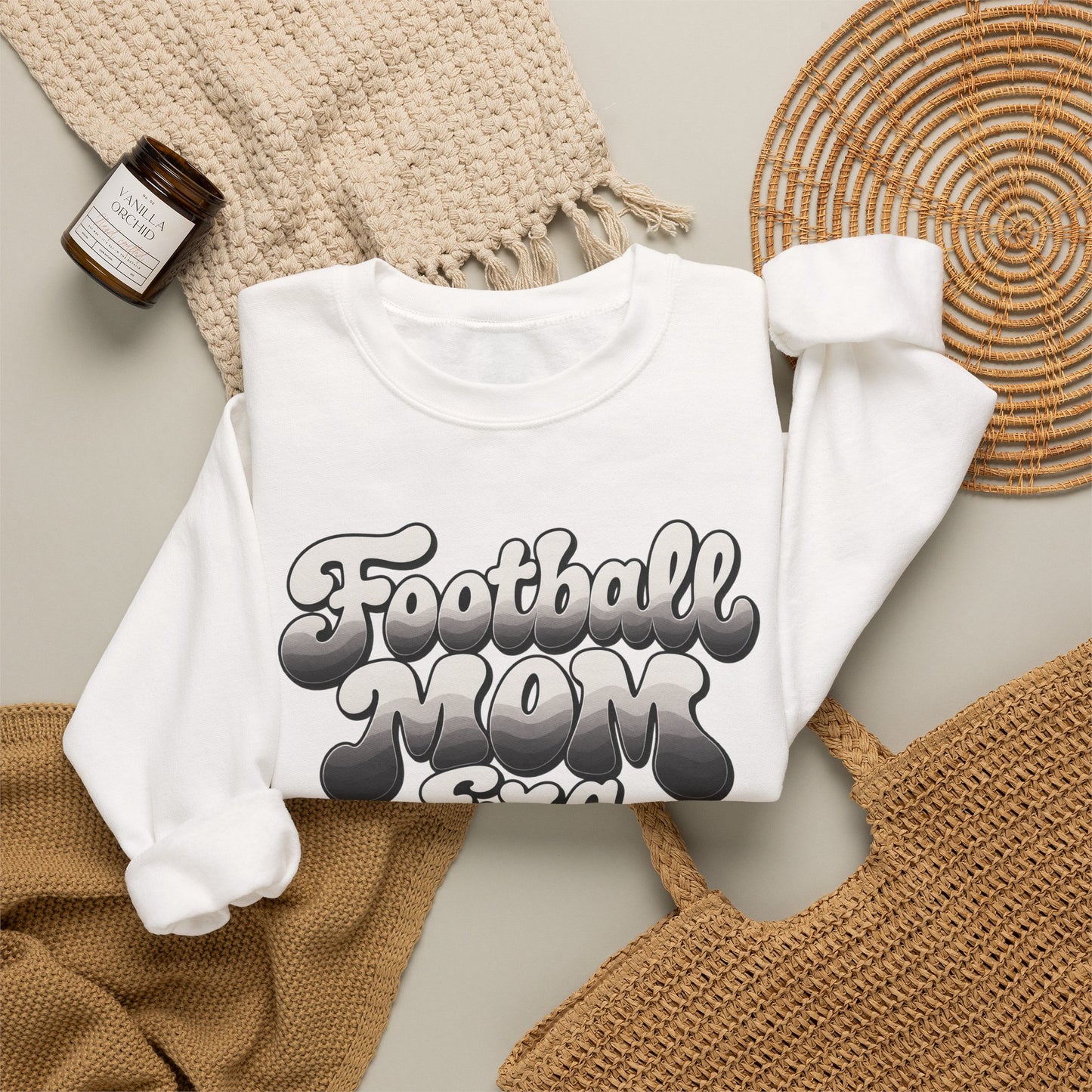 Football Mom Epic Crewneck Sweatshirt — Retro Bubble Letter Graphic