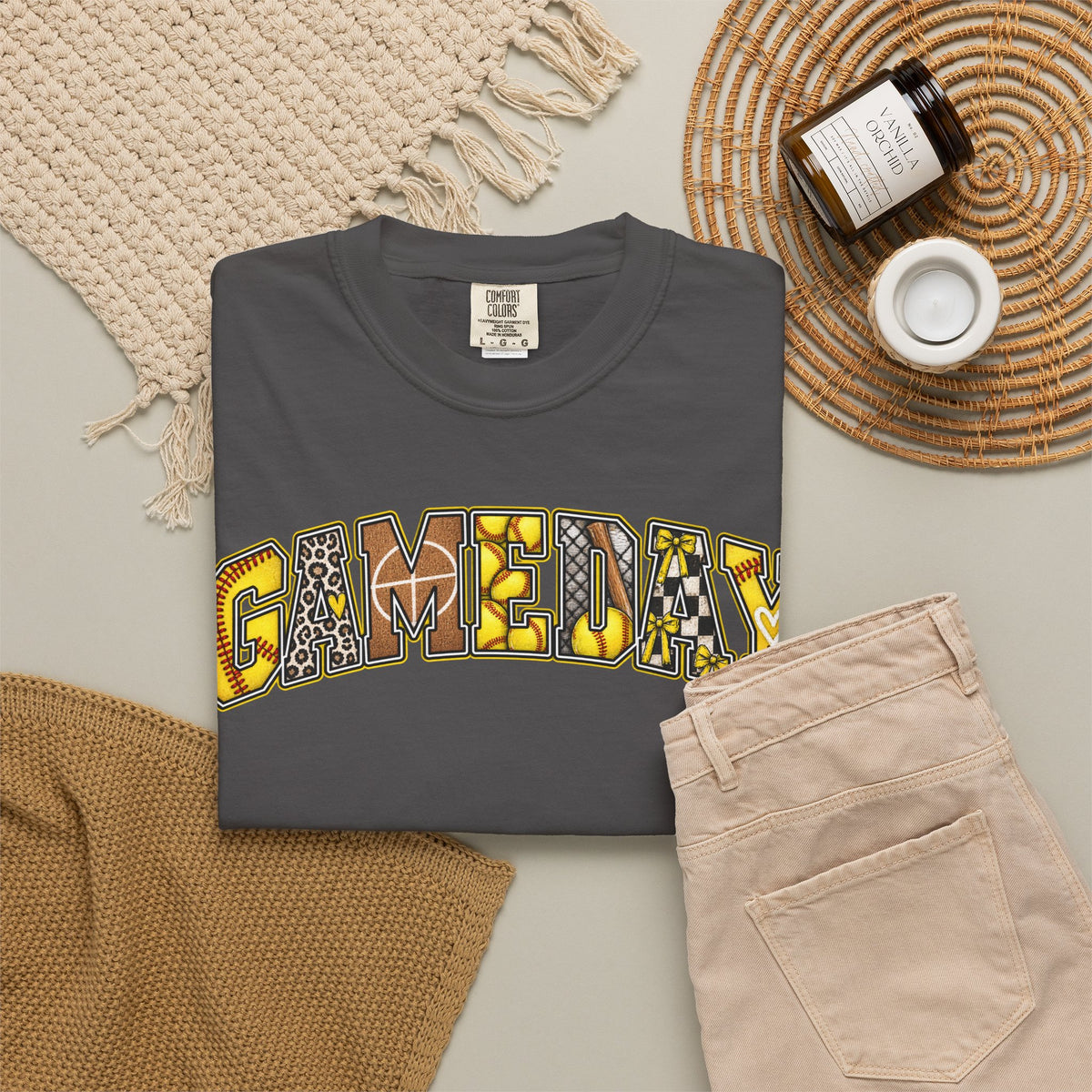 Softball Gameday Retro Patchwork T-Shirt