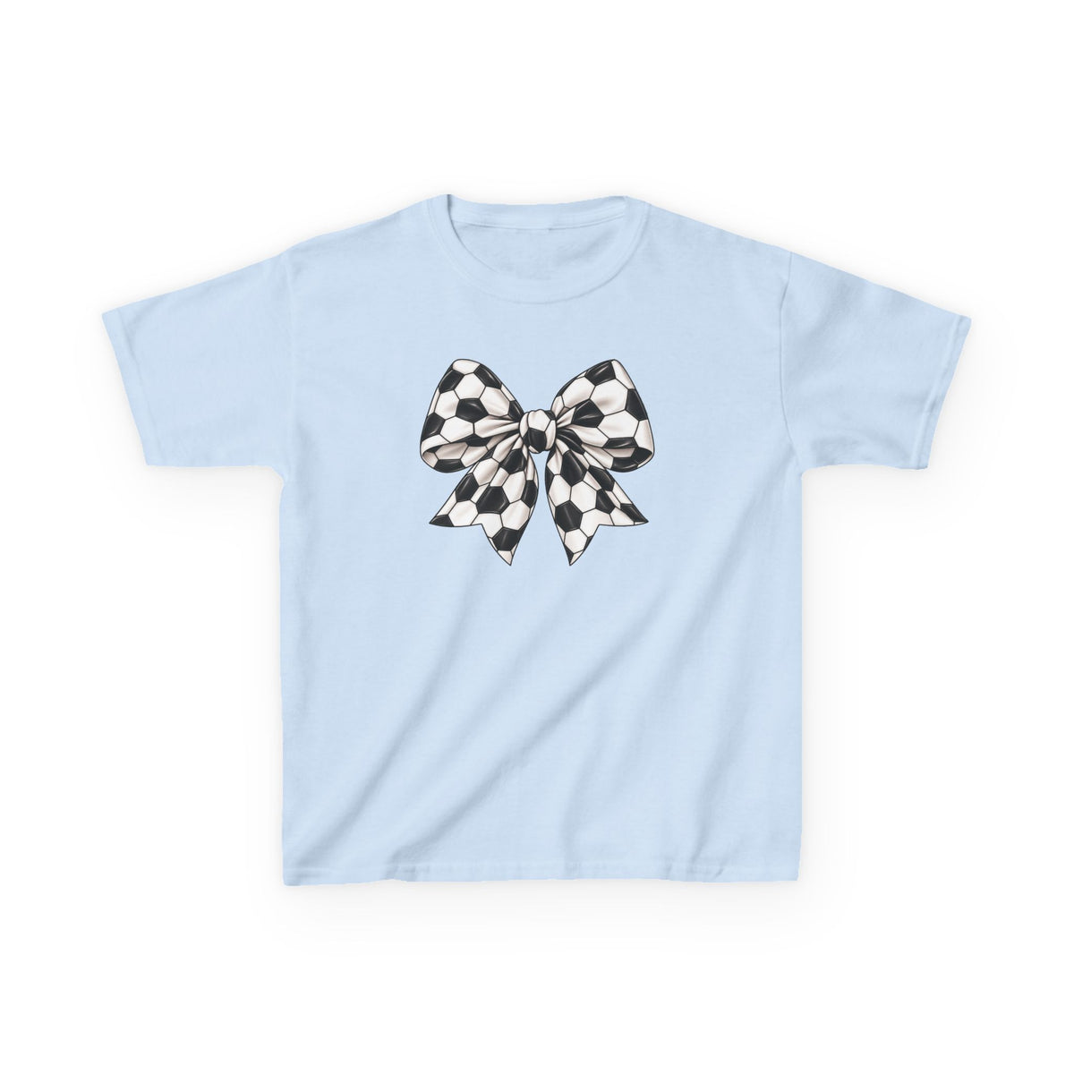 Kids Tee — Black & White Soccer Bow Graphic