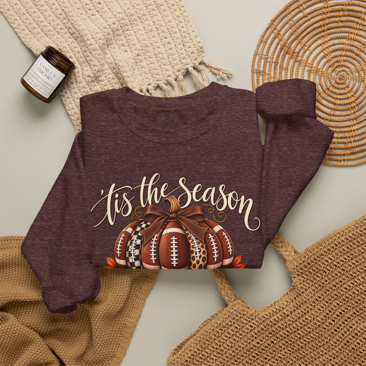 'Tis the Season Football Pumpkins Crewneck Sweatshirt
