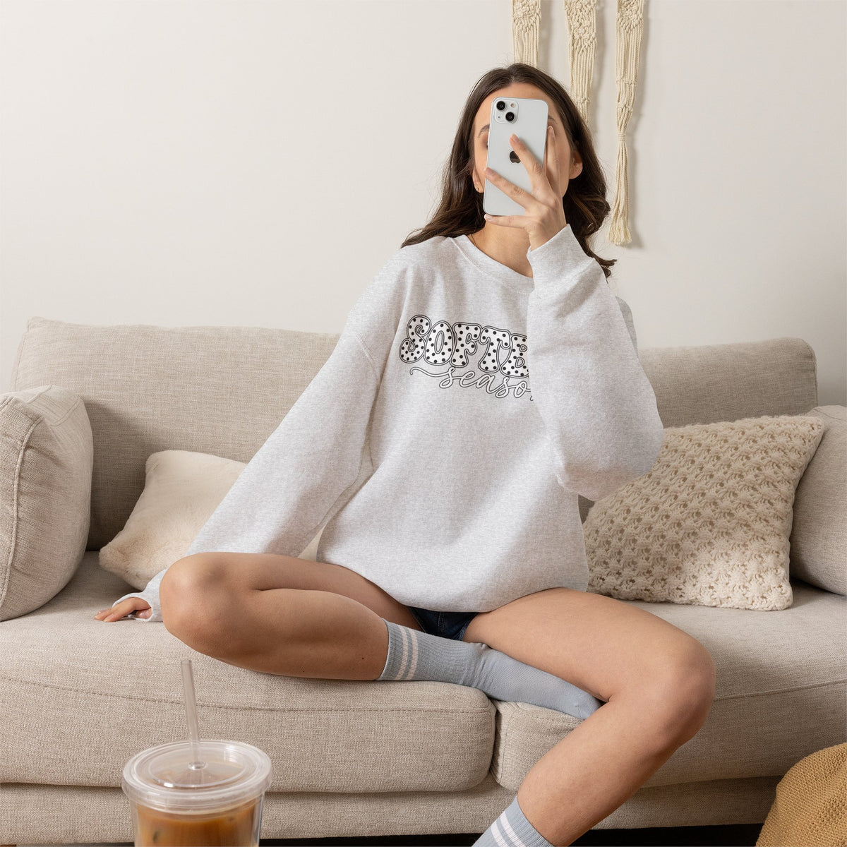 Softball Polka dot Crewneck Sweatshirt