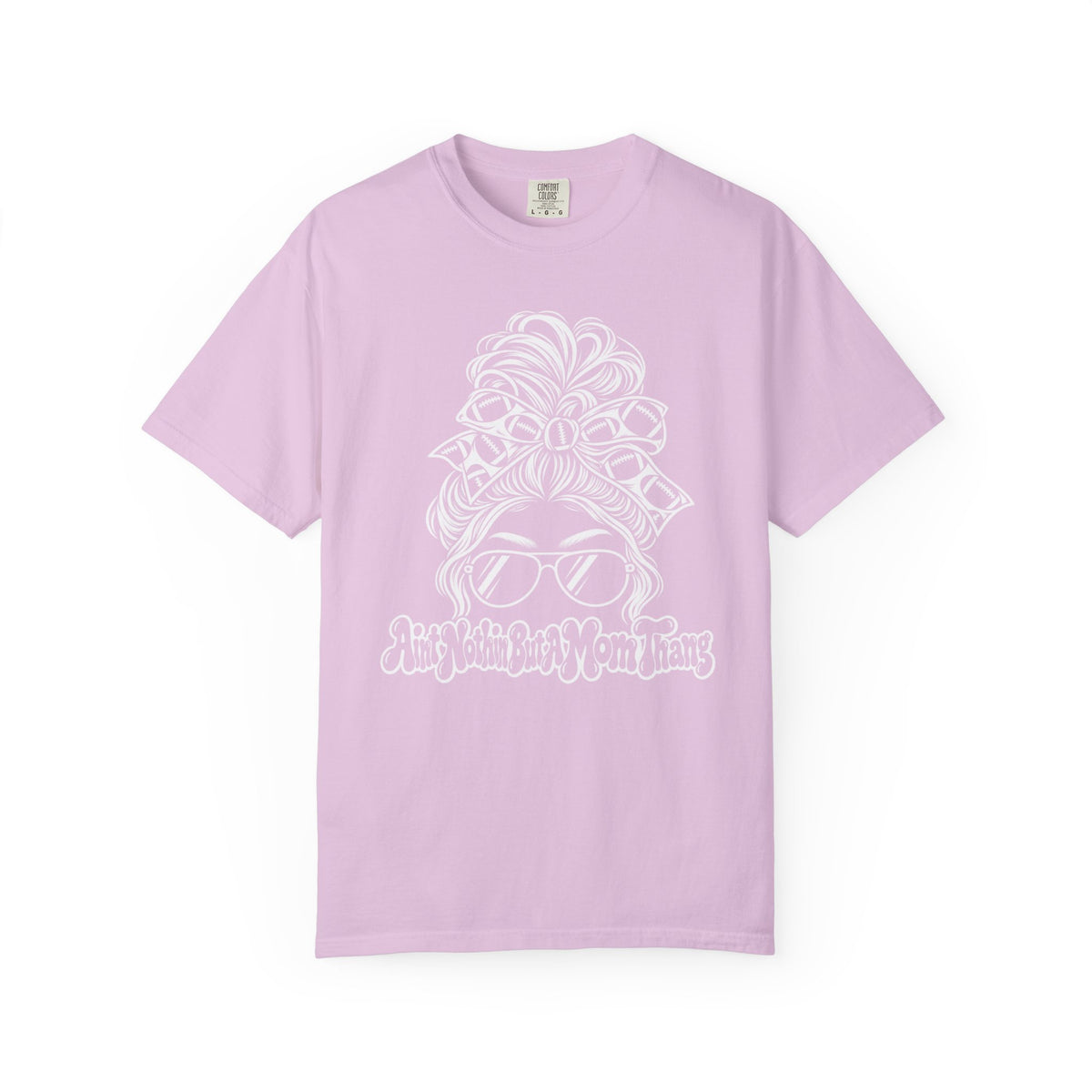 Aint Nothin But A Mom Thang Messy Bun Sunglasses T-Shirt — Football Headband Graphic Tee