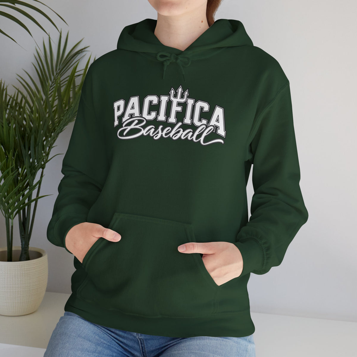 Pacifica Baseball Hoodie — Vintage Script Team Logo Sweatshirt