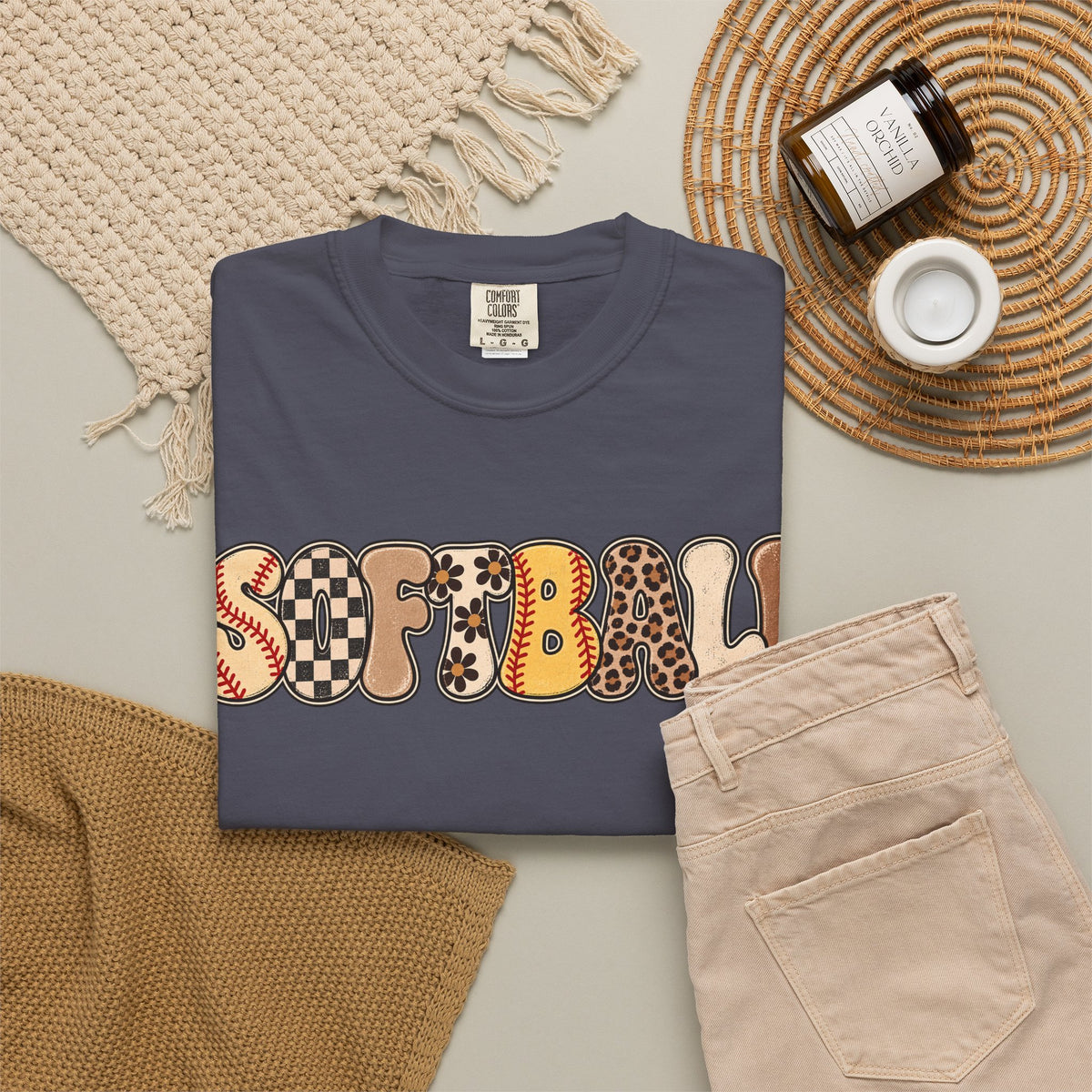 Softball Retro Graphic T-Shirt — Vintage Patterned Lettering