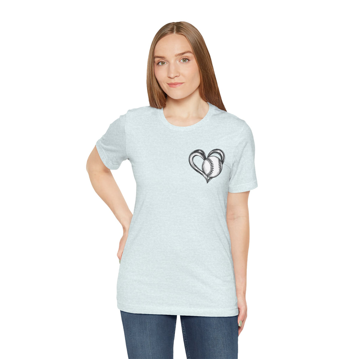 I Love Me Some Baseball T‑Shirt — Heart Baseball Graphic Tee