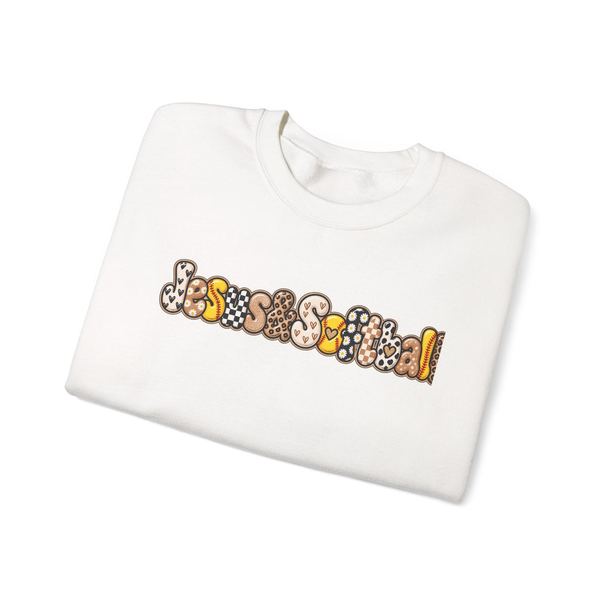 Jesus and Softball Cutsey Design Crewneck Sweatshirt