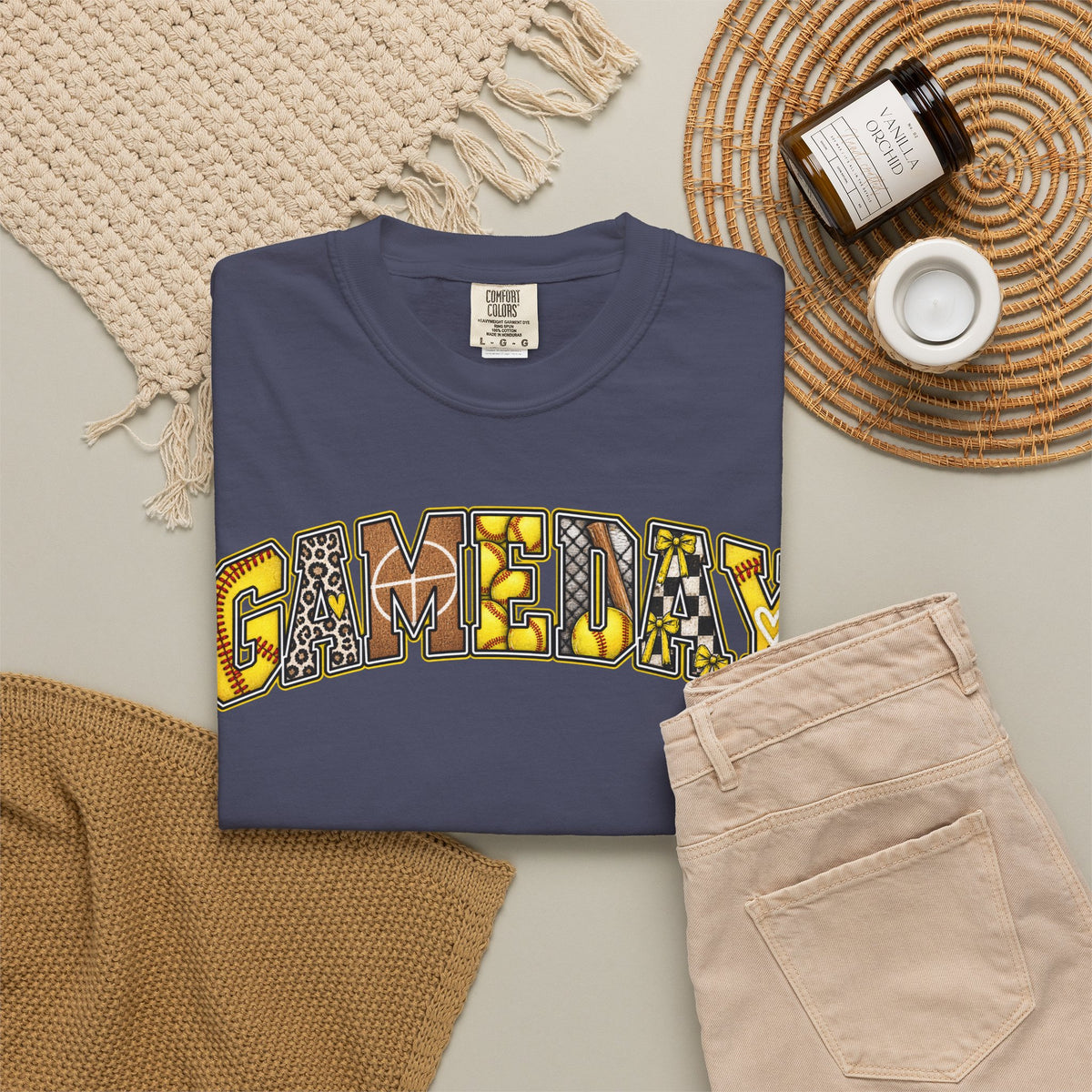 Softball Gameday Retro Patchwork T-Shirt