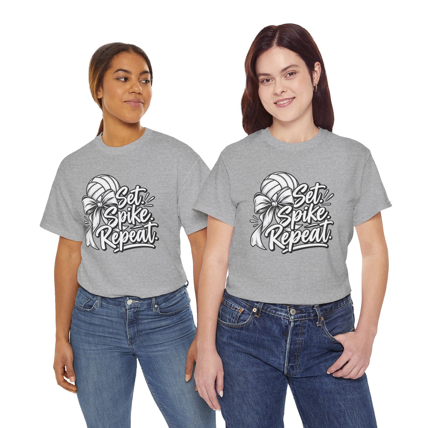 Volleyball Tee – “Set, Spike, Repeat” Graphic T-Shirt