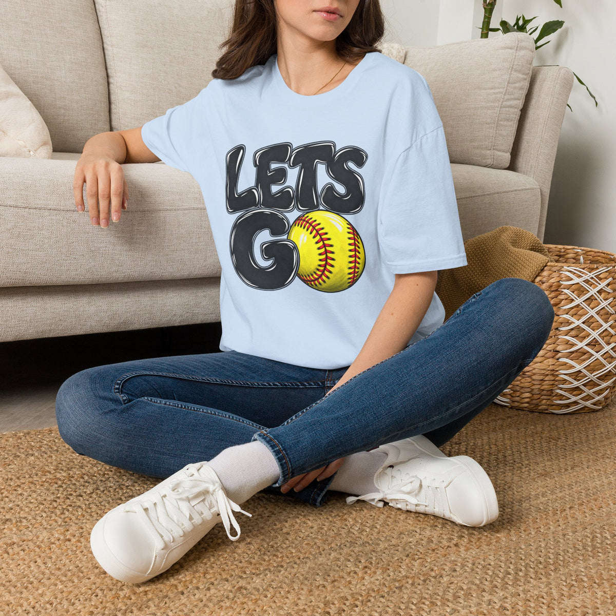 Lets Go Softball T-Shirt — "LETS GO" Graphic with Softball