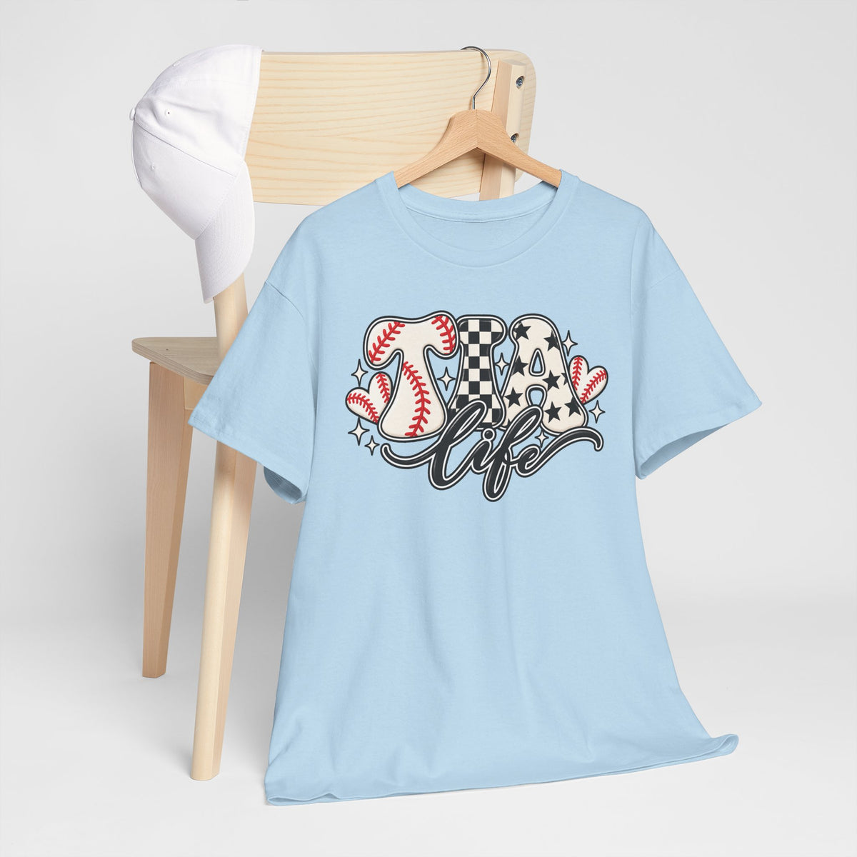 Baseball Life T-Shirt — Retro Heart & Checkerboard Softball Design