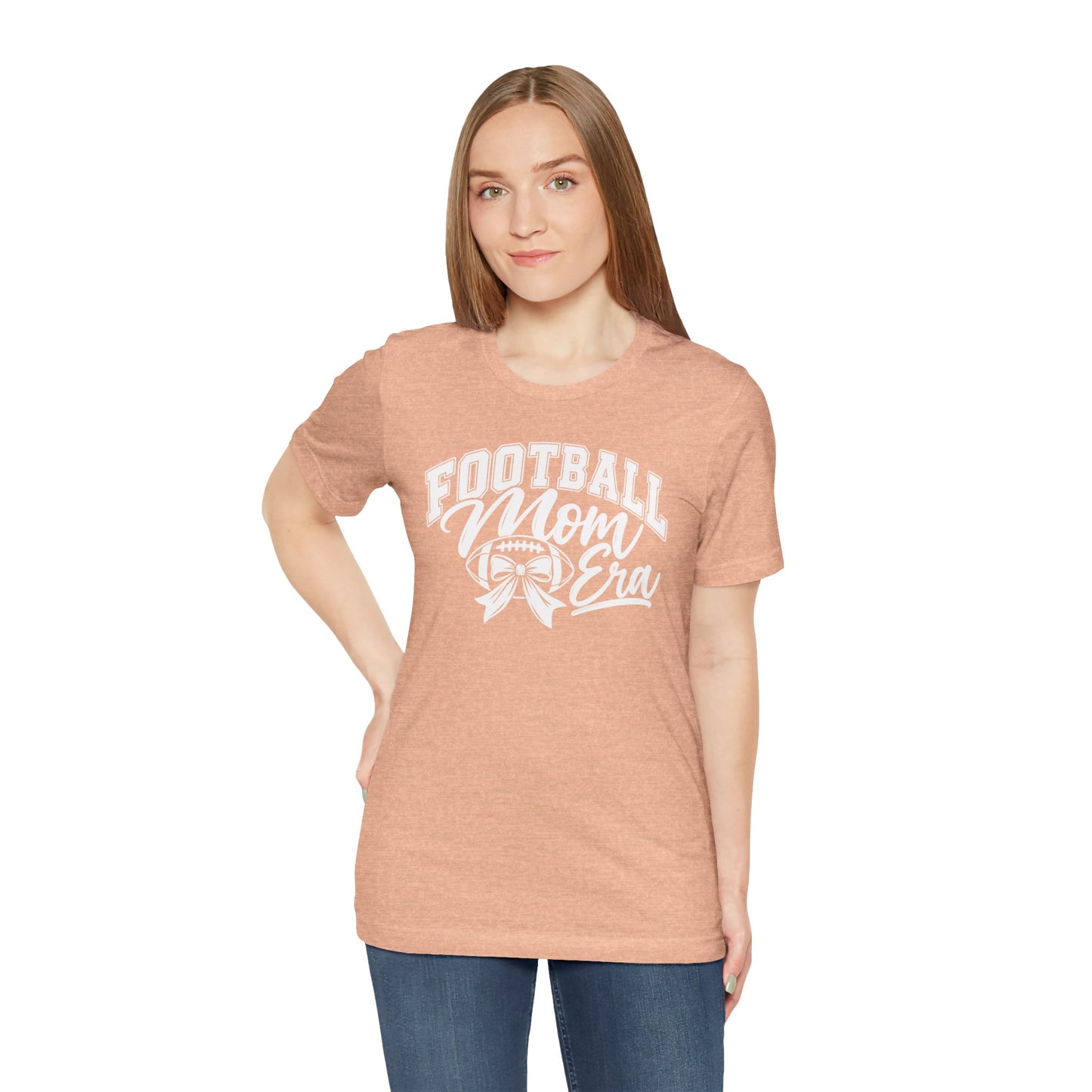 Football Mom Era T-Shirt – Cute Pink Game Day Tee with Football Ribbon
