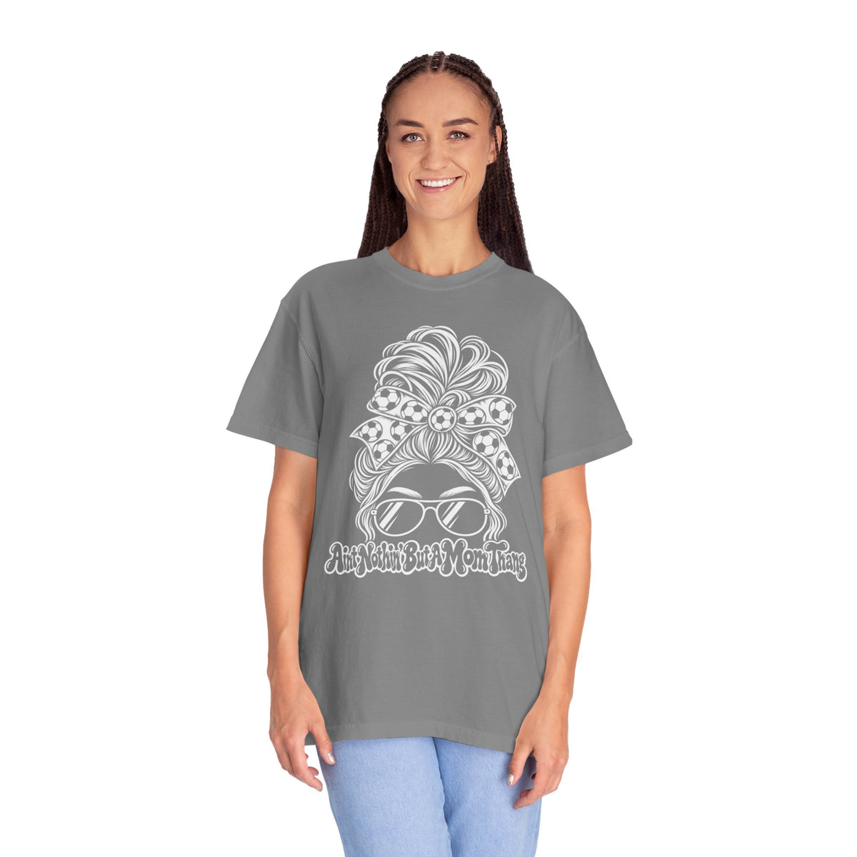 Messy Bun Mom Life T-Shirt — 'Ain't Nothin' But A Mom Thing' Soccer Graphic Tee