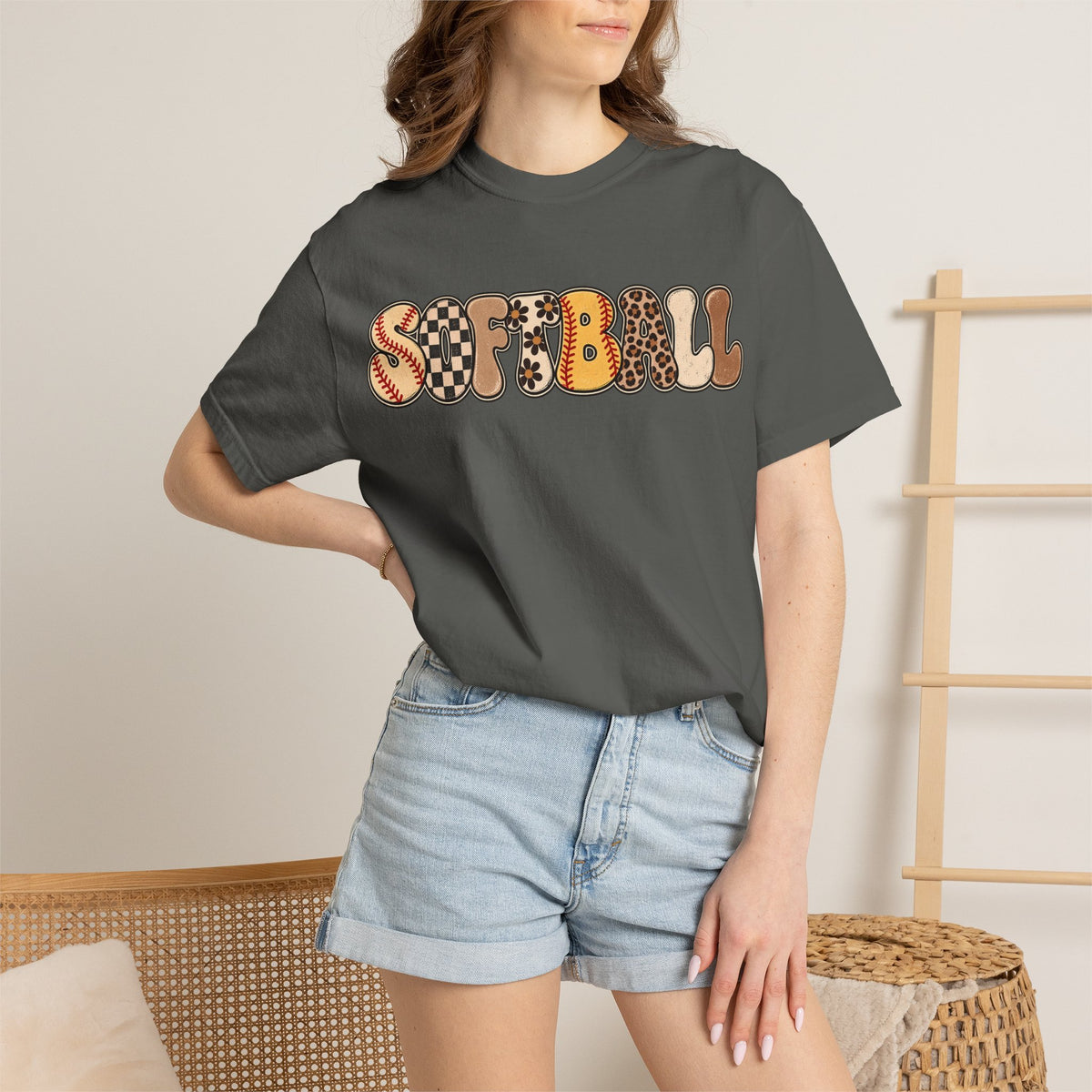Softball Retro Graphic T-Shirt — Vintage Patterned Lettering