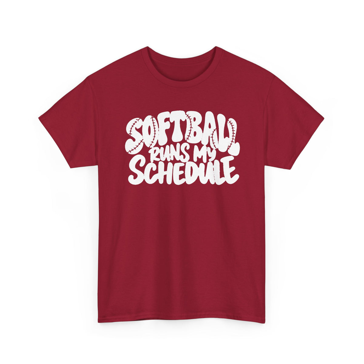 Softball Runs My Schedule T-Shirt — Women's & Girls Softball Mom/Dad Tee
