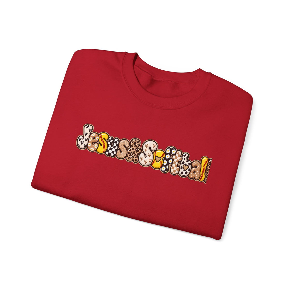 Jesus and Softball Cutsey Design Crewneck Sweatshirt