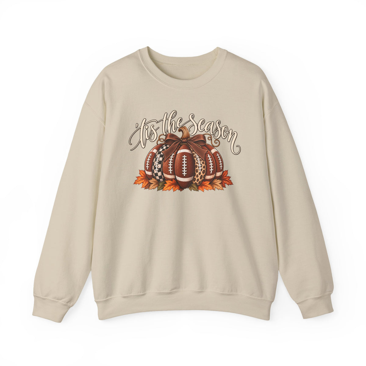 'Tis the Season Football Pumpkins Crewneck Sweatshirt