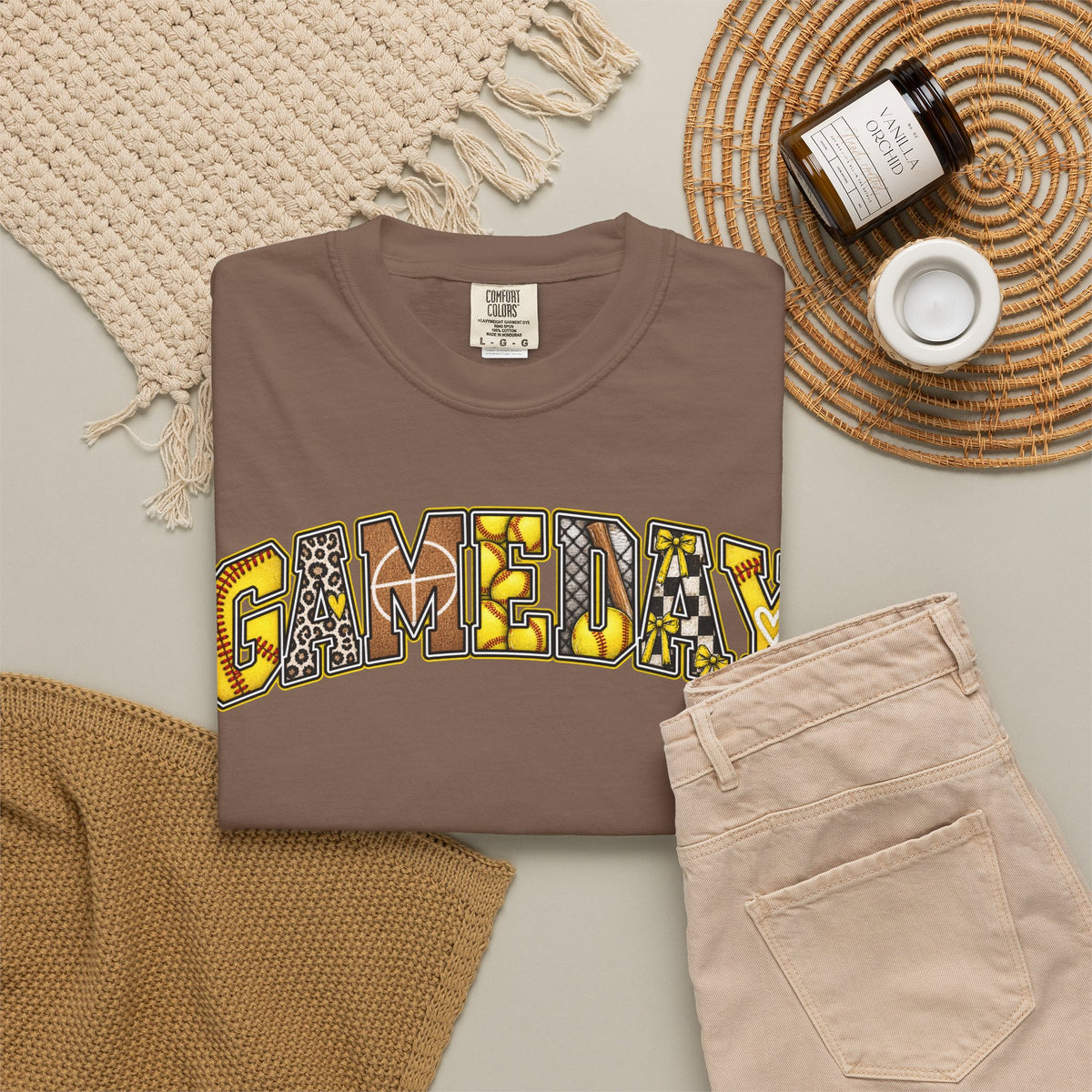 Softball Gameday Retro Patchwork T-Shirt