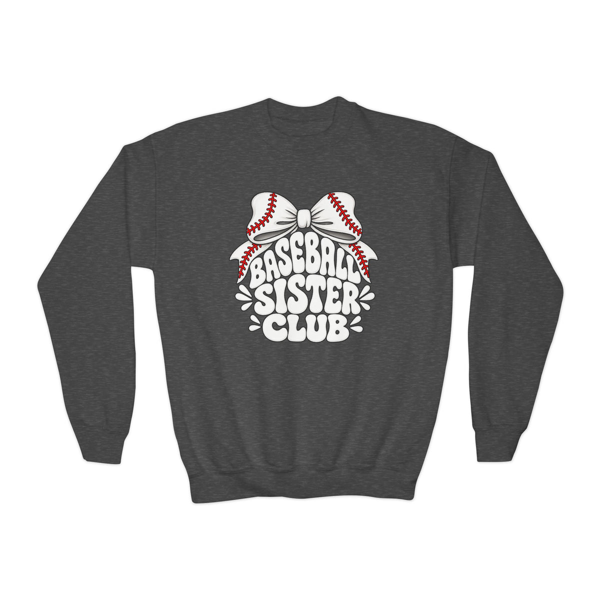Youth Crewneck Sweatshirt — "Baseball Sister Club" Graphic