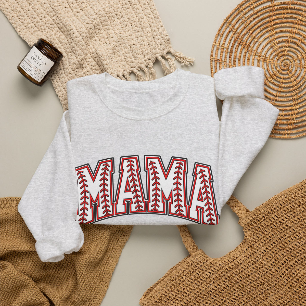 Mama Baseball Stitch Crewneck Sweatshirt
