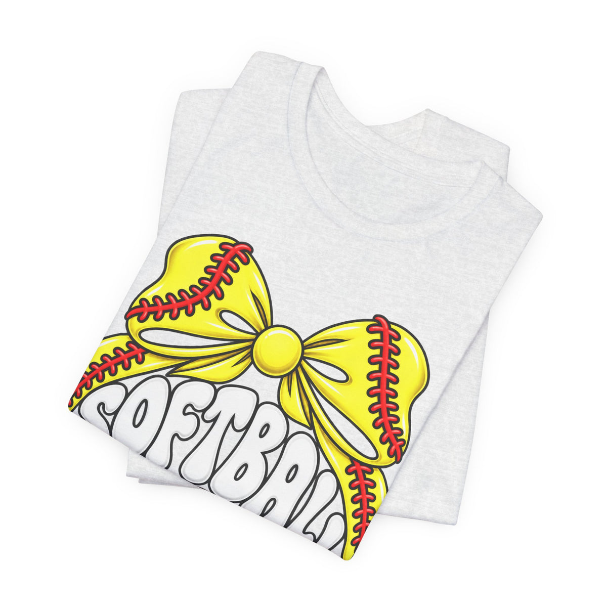 Softball Mom T-Shirt — Yellow Softball Bow Graphic Tee