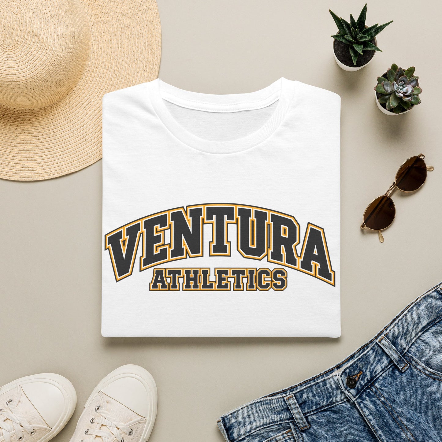 Ventura Athletics T-Shirt — Vintage Collegiate Crew Tee