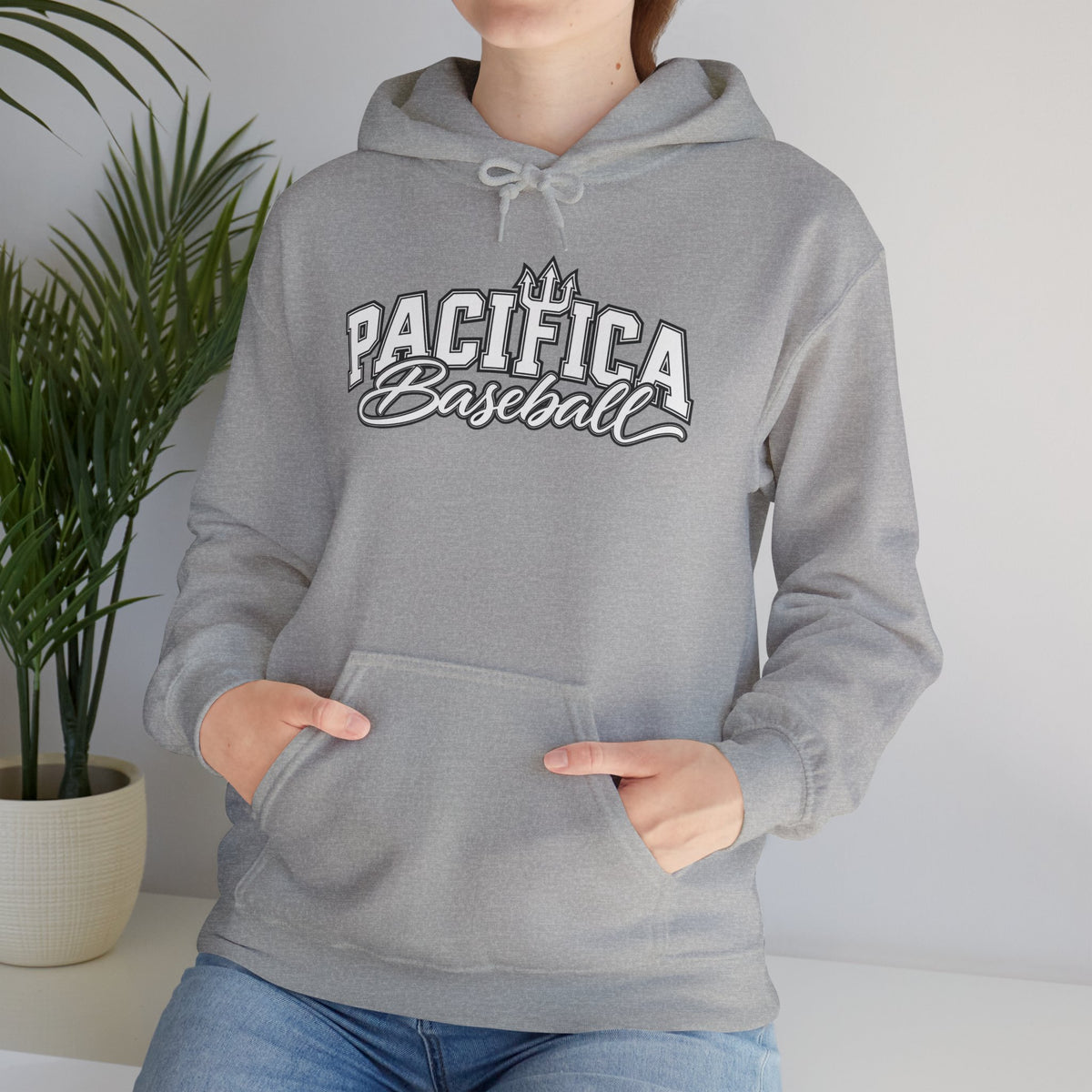 Pacifica Baseball Hoodie — Vintage Script Team Logo Sweatshirt