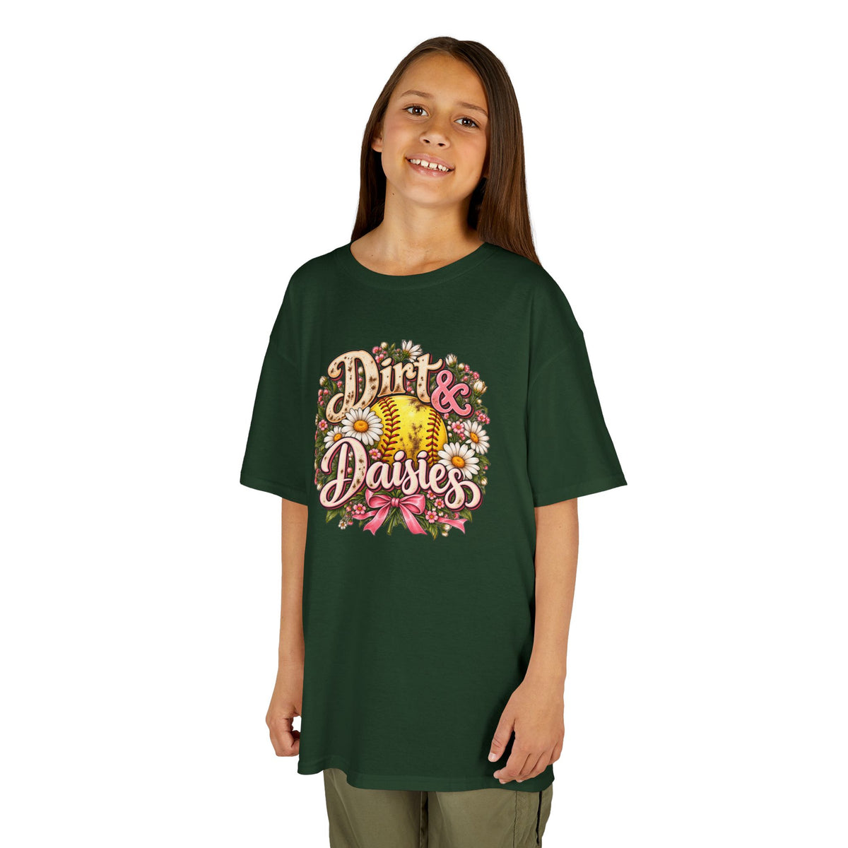 Kids 'Dirt & Daisies' Softball Floral Tee