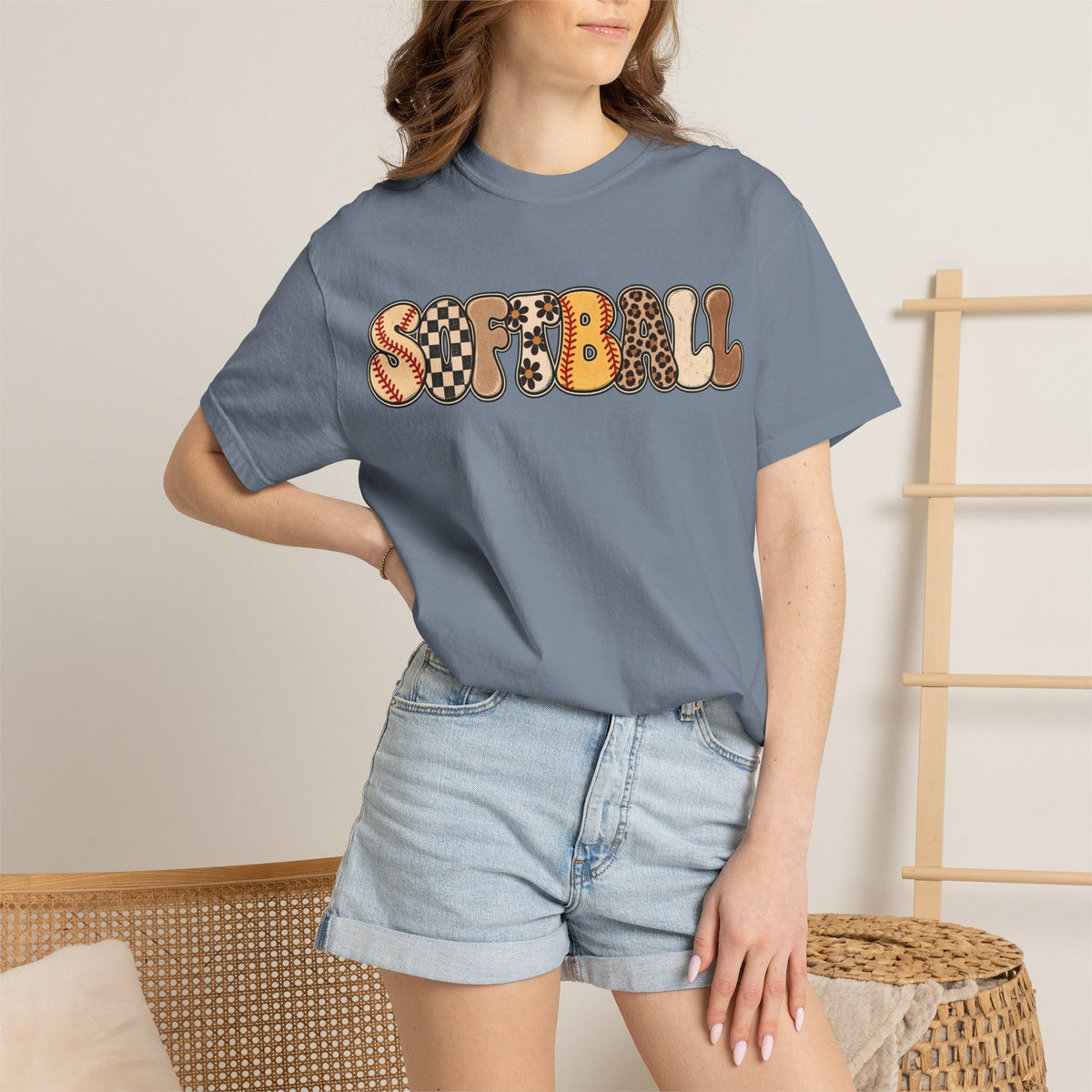 Softball Retro Graphic T-Shirt — Vintage Patterned Lettering