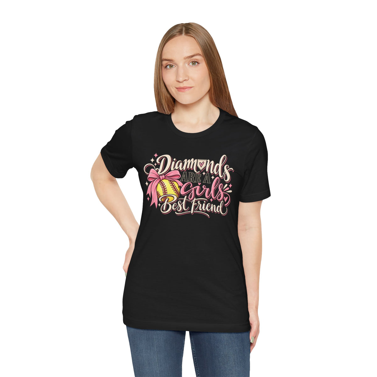 Diamonds Are a Girl's Best Friend Softball Graphic Tee