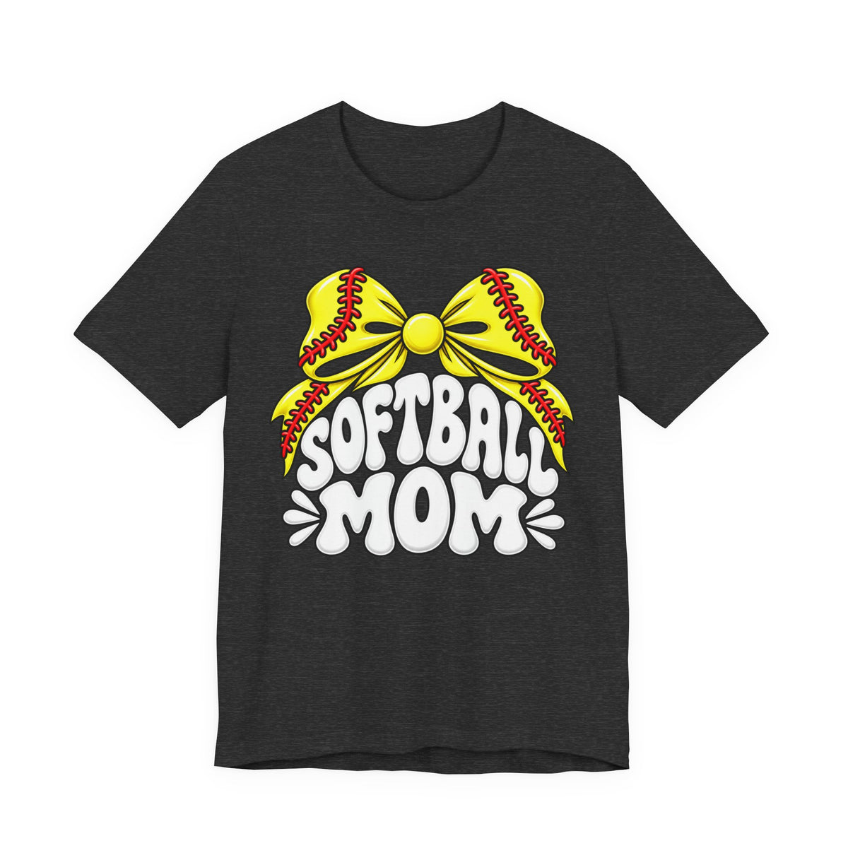 Softball Mom T-Shirt — Yellow Softball Bow Graphic Tee