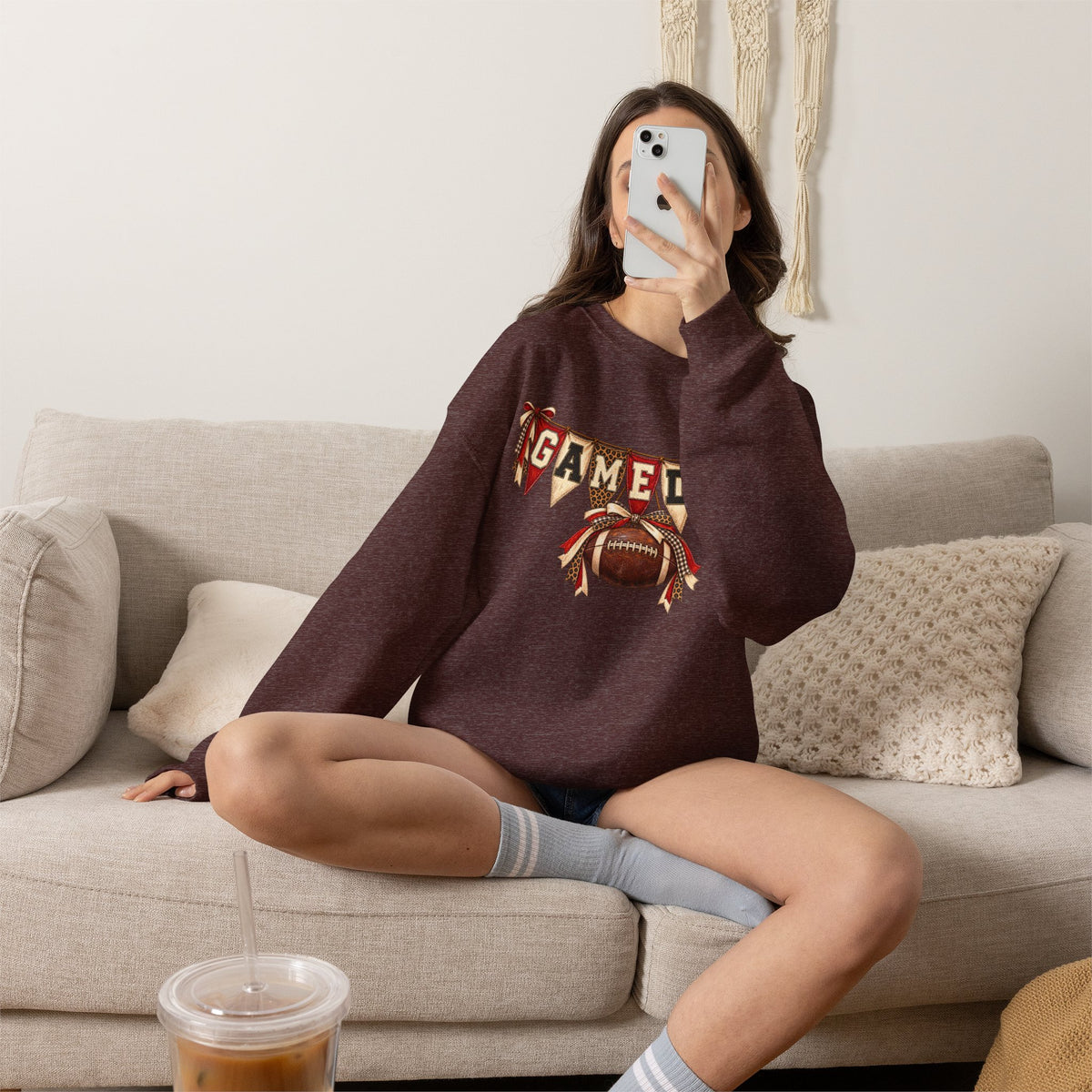 Gameday Football Crewneck Sweatshirt — Rustic Sports Banner Design