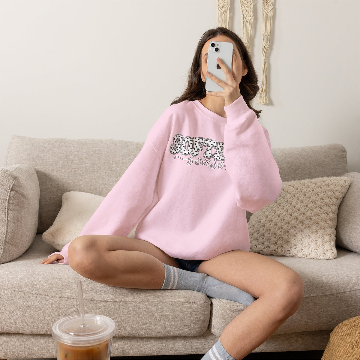 Softball Polka dot Crewneck Sweatshirt