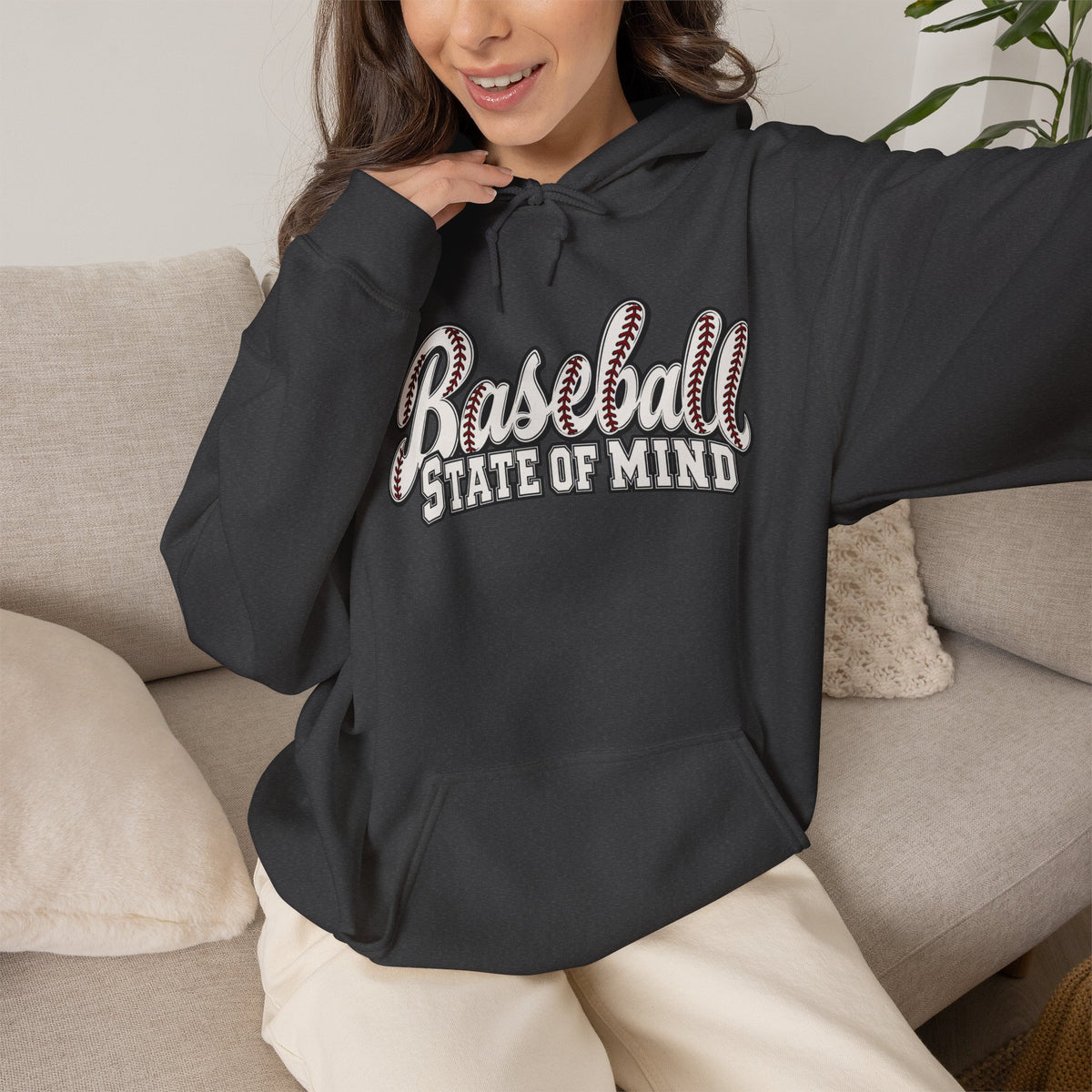 Baseball State of Mind Hoodie — Retro Script Baseball Pullover