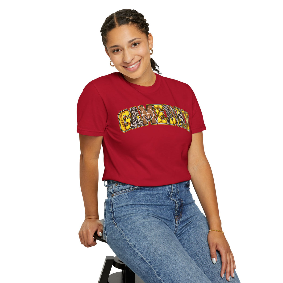 Softball Gameday Retro Patchwork T-Shirt