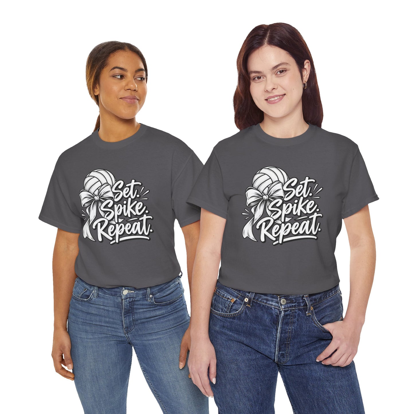 Volleyball Tee – “Set, Spike, Repeat” Graphic T-Shirt