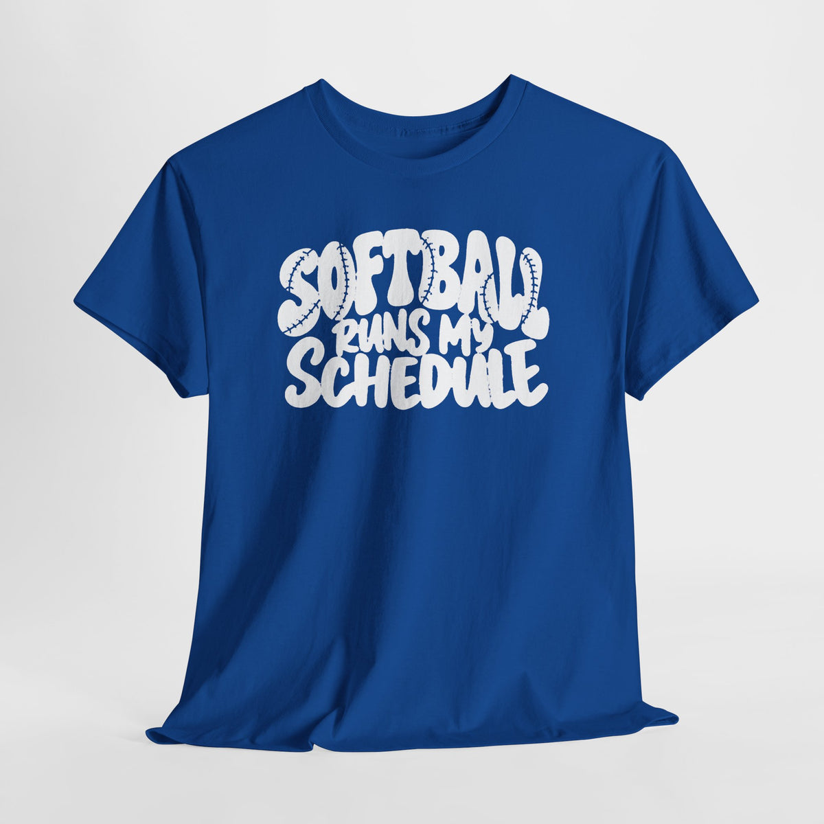 Softball Runs My Schedule T-Shirt — Women's & Girls Softball Mom/Dad Tee