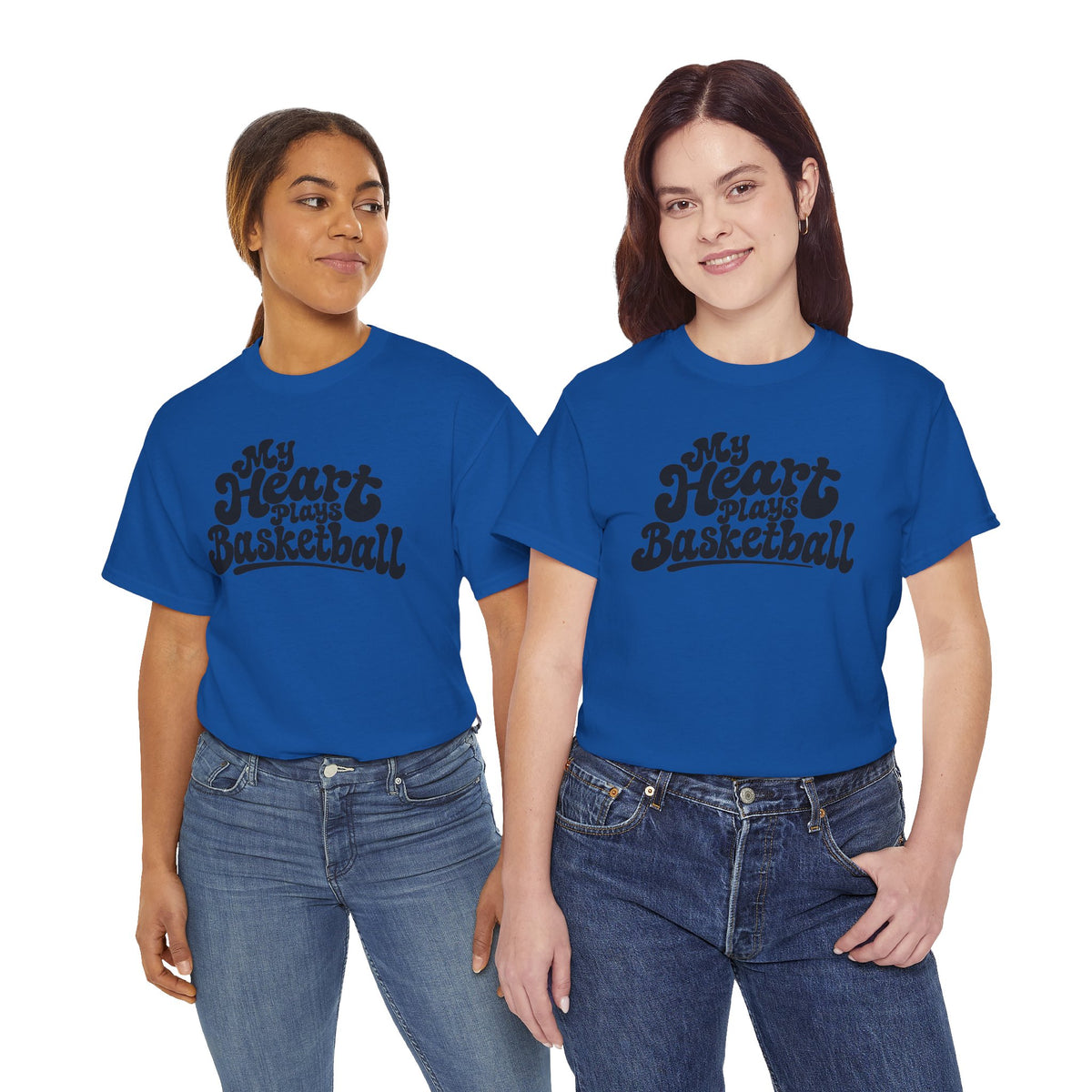 Basketball T-Shirt — "My Heart Beats Basketball" Retro Script