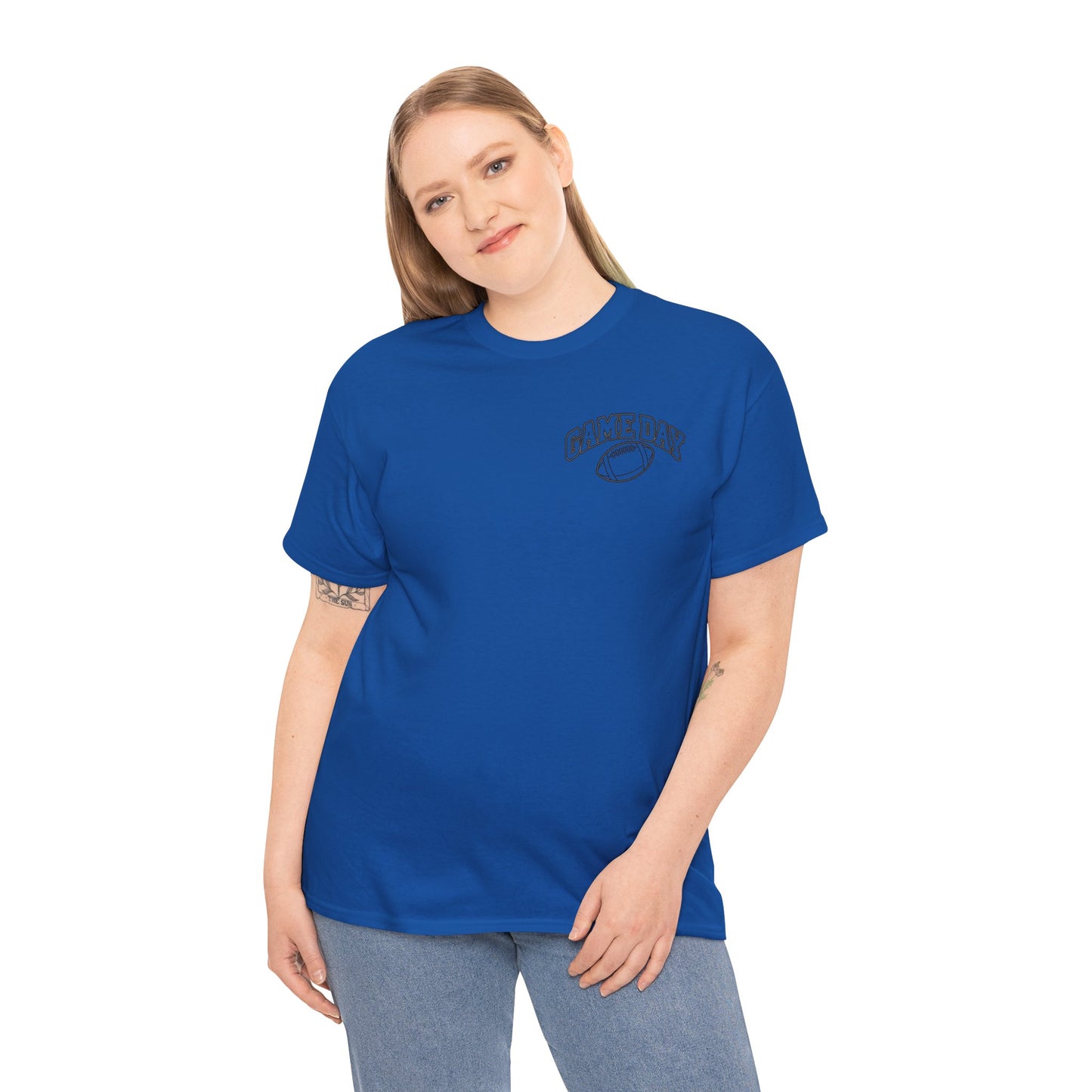 Game Day Football Tee — Minimal Chest Logo White T-Shirt