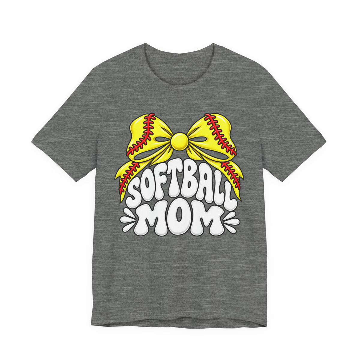 Softball Mom T-Shirt — Yellow Softball Bow Graphic Tee