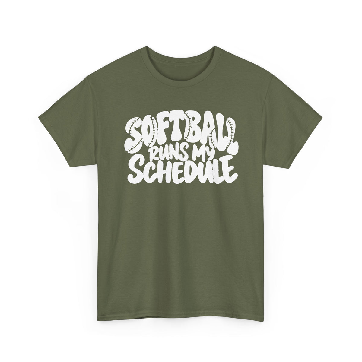 Softball Runs My Schedule T-Shirt — Women's & Girls Softball Mom/Dad Tee