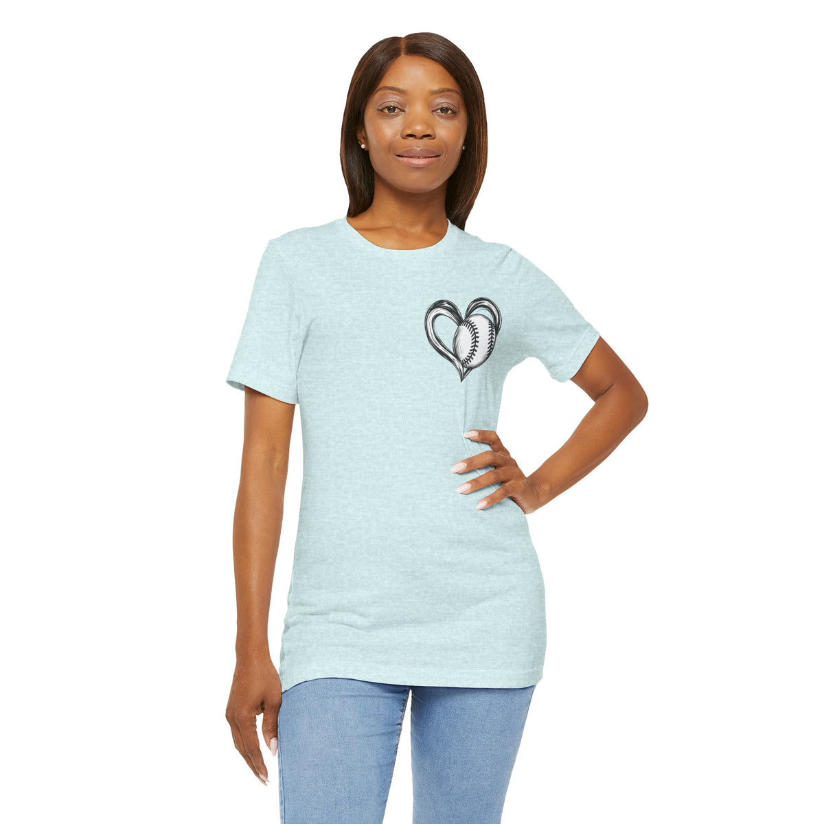 I Love Me Some Baseball T‑Shirt — Heart Baseball Graphic Tee