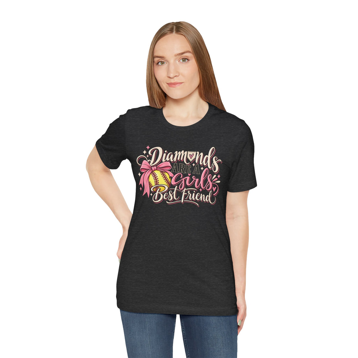 Diamonds Are a Girl's Best Friend Softball Graphic Tee